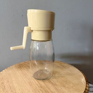 Vintage Cream Hand Crank Glass Grinder